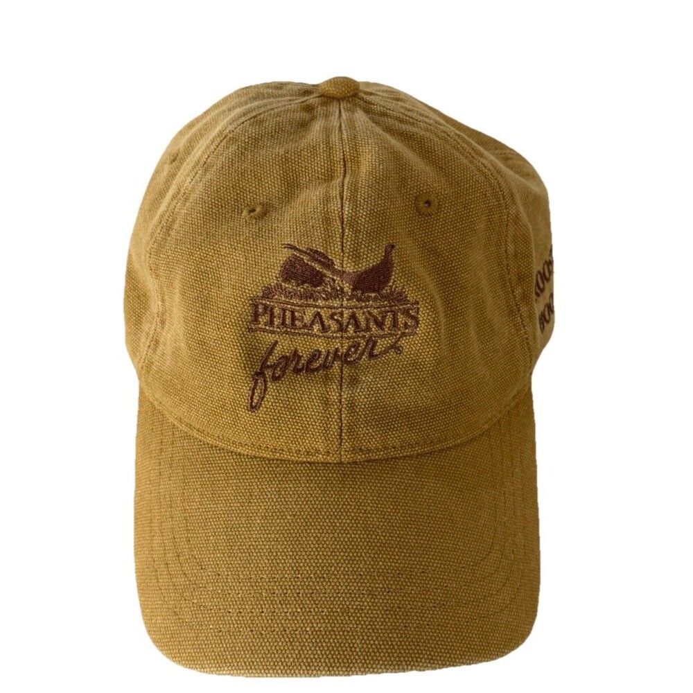 Pheasants Forever Rooster Booster Hat Tan Canvas Snapback Cap